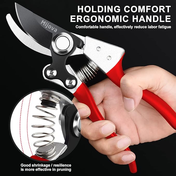 Garden Pruners, Heavy Duty Garden Clippers, Pruning Shears with Adjustable Thumb Lock, Hand Gardening Tools Pruners, High Carbon Steel Sharp Gardening Scissors (black)