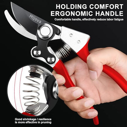 Garden Pruners, Heavy Duty Garden Clippers, Pruning Shears with Adjustable Thumb Lock, Hand Gardening Tools Pruners, High Carbon Steel Sharp Gardening Scissors (black)