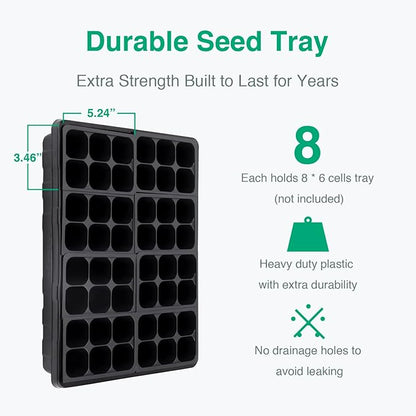[Thick Plastic] 5-Set Strong Seed Starter Trays with 5" Humidity Domes for Seed Starting, Germination, Seedling Propagation & Plant Growing, Holds 240 Cells in Total