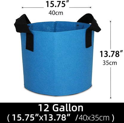 Grow Bags,Growing Pot Bags Garden Grow Bag Indoor Outdoor Fabric Aeration Plant Pot Container Flower Vegetable Pouch (Sky Blue,12Gallon)