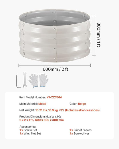VEVOR 3 Pcs 2x2x1ft Round Raised Garden Bed Kit, Outdoor Metal Galvanized Raised Beds for Gardening Vegetables, Easy Assembly Garden Planter Box for Flowers Fruits