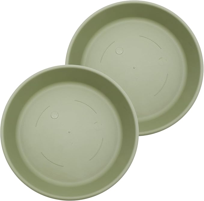 The HC Companies 12 Inch Classic Round Plant Saucer, Lightweight UV-Resistant Plastic Outdoor & Indoor Flower Pot Tray, 2-Pack Plant Pot Trays for Garden & Home Decor, Seafoam
