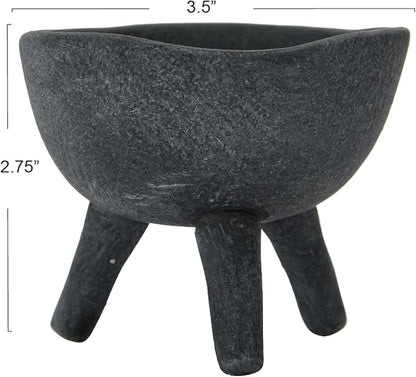 Creative Co-Op Boho Terracotta Footed Planter, Matte Black
