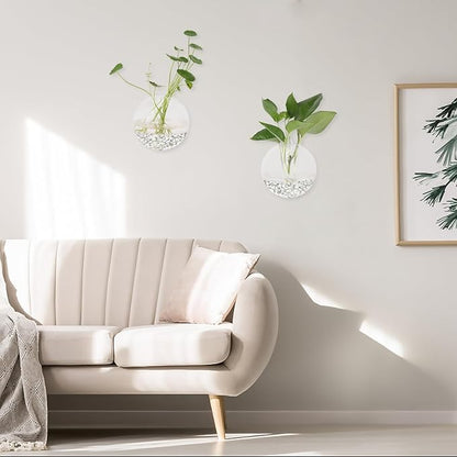 Hanging Wall Planters Pack of 6 Glass Planter Pots Round Glass Flower Vases Hanging Propagation Station Glass Plant Hanger Terrariums Wall Hanging Plant Container