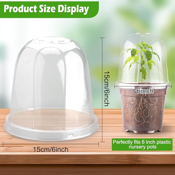 6 Inch Clear Humidity Dome, 30 Pcs Adjustable Plant Pot Domes Compatible with 6" Nursery Pots, Reusable Transparent Grow Dome Cover for Seed Starter Pots Outdoor Gardening Plant Growth