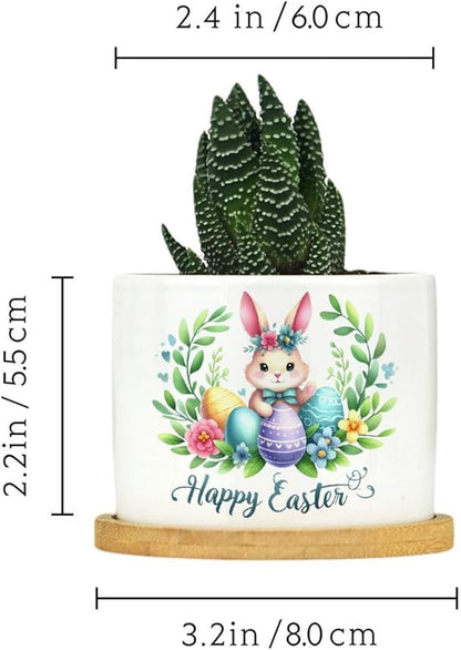 DreamAutumn Easter Bunny Rabbit Ceramic Planters Ceramic Pots with Saucers Orchid Pots for Plants Succulents Pots Office Desk Garden Balconys New Home Decor,Gifts for Mom Mother Grandmother