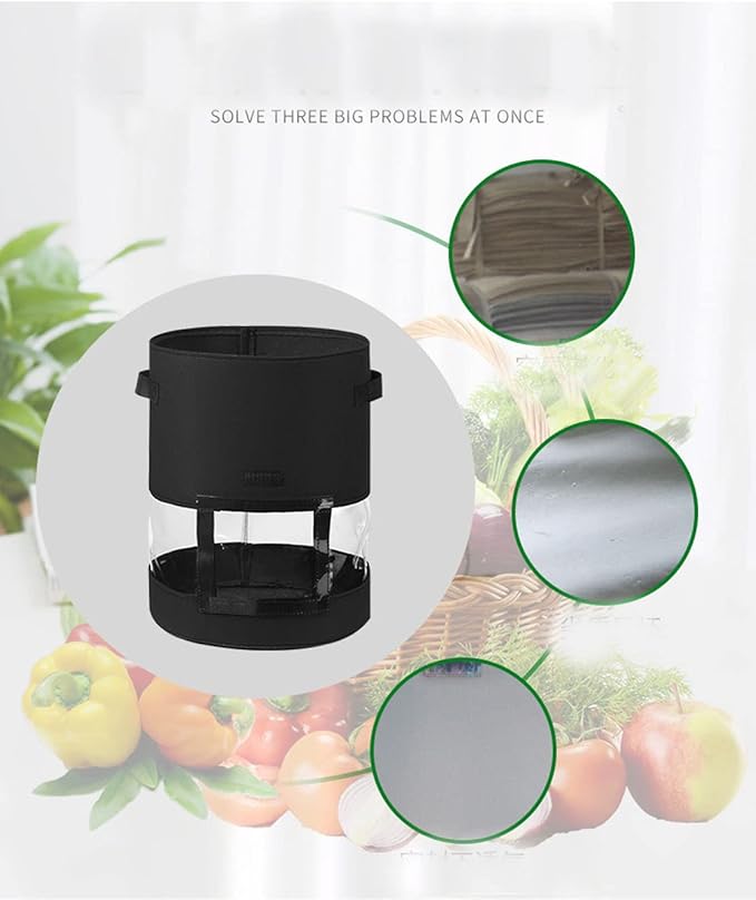 2 PCS Potato Grow Bags 10 Gallon with Flap Plant Grow Bags Garden Vegetable Planting Pots Grow Bags for Growing Potatoes Tomato and Fruits Outdoor 40cm/15.7inch Diameter 30cm/11.8inch Height