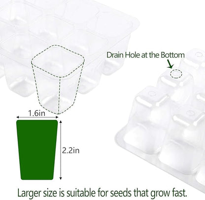 Seed Starter Tray, 12 Set Seedling Kits with Adjustable Humidity Dome, Plant Starter Kit for Seeds Growing Starting (12 Cells per Tray)