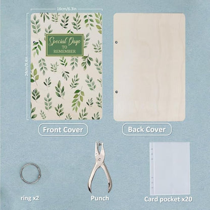 SUPERDANT Special Days to Remember Greeting Card Organizer Gift Card Holder Cards Keeper Storage Keepsake Book Binder Birthday Holiday Post Cards Photo Album Holder with Punch and 20 pcs Inner Pockets