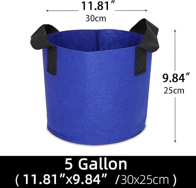 Grow Bags,Growing Pot Bags Garden Grow Bag Indoor Outdoor Fabric Aeration Plant Pot Container Flower Vegetable Pouch (Dark Blue,5 Gallon)