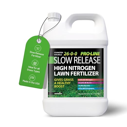 Covington ProLine 26-0-0 NPK Liquid Lawn Slow Release Fertilizer (1 Gal) – High Nitrogen Lawn Food for Summer Growth – Promotes Deep Green Color & Resilient Turf – Ideal for Heat-Stressed Lawns