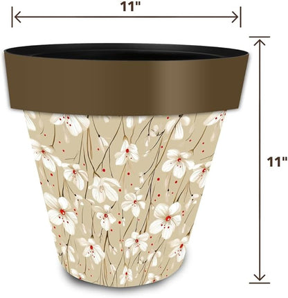 Briarwood Lane Tan and Red Floral Medium Planter
