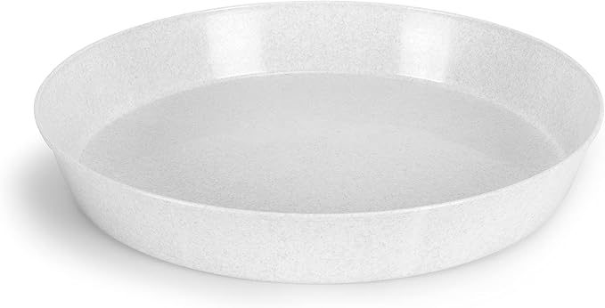 2 21 Inch (19in Base) Plant Saucers -White Granite Colored Polypropylene Made in USA