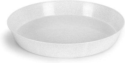18 Inch (16.3 Inch Base) Case of 2 Plant Saucers - White Granite Colored Polypropylene – Heavy Duty Indoor/Outdoor – Collects Flower Pot Drainage and Excess Water– Made in USA