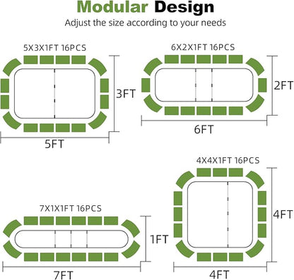 4-in-1 Modular Raised Garden Bed Kit - Adjustable Sizes (5x3x1ft, 4x4x1ft, 6x2x1ft, 7x1x1ft) - Heavy Duty Galvanized Steel Planter Box with Bracing Rods & Gloves for Vegetables, Fruits