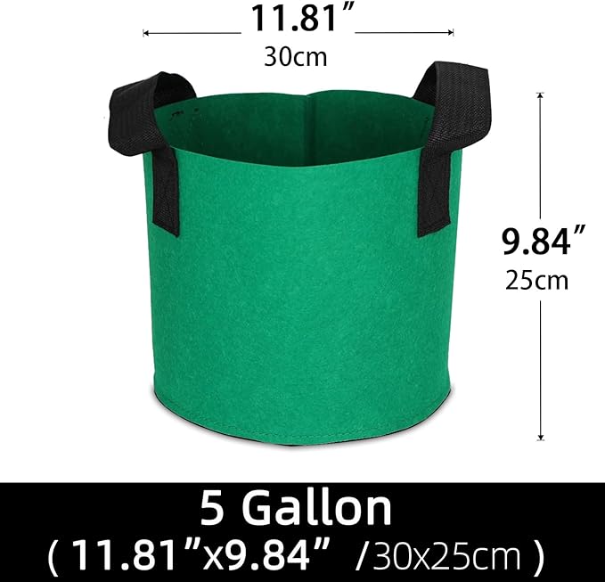 Grow Bags,Growing Pot Bags Garden Grow Bag Indoor Outdoor Fabric Aeration Plant Pot Container Flower Vegetable Pouch (Dark Green,5 Gallon)