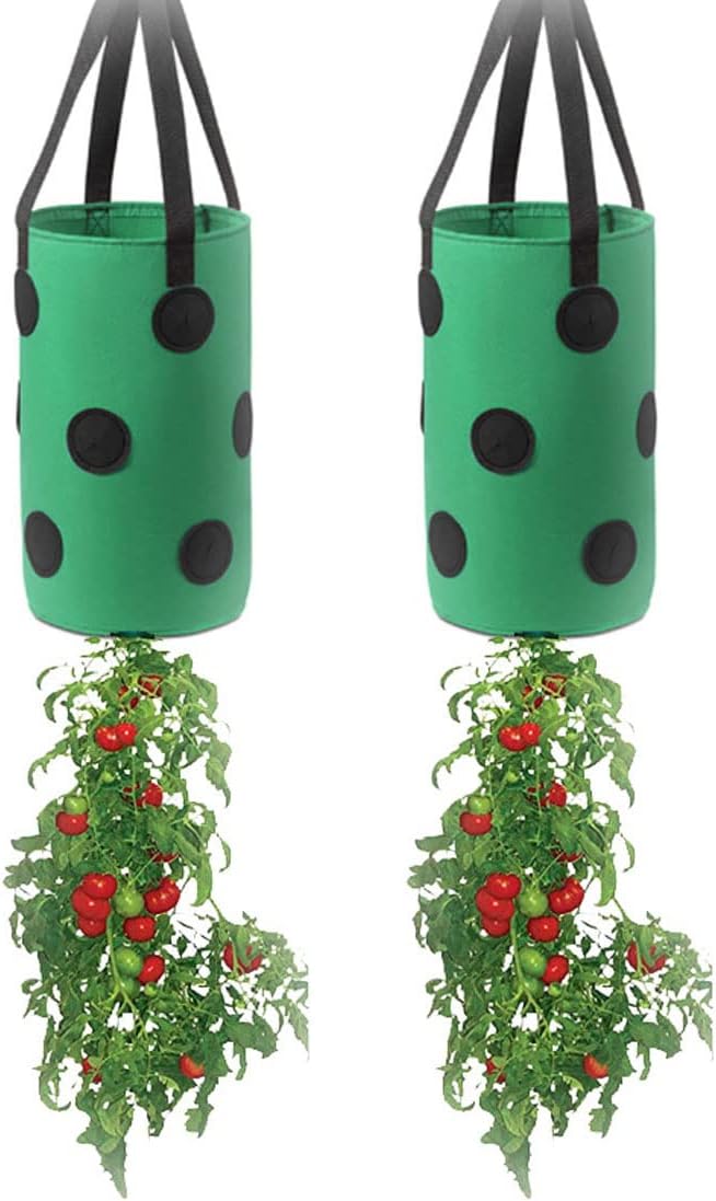 Ulalaza 2 PCS 13 Hole Strawberry Bags with Holes at The Bottom Hanging Planting Bags Hanging Strawberry Planting Bags 3 gallons 20cm*35cm/7.8inch*13.7inch