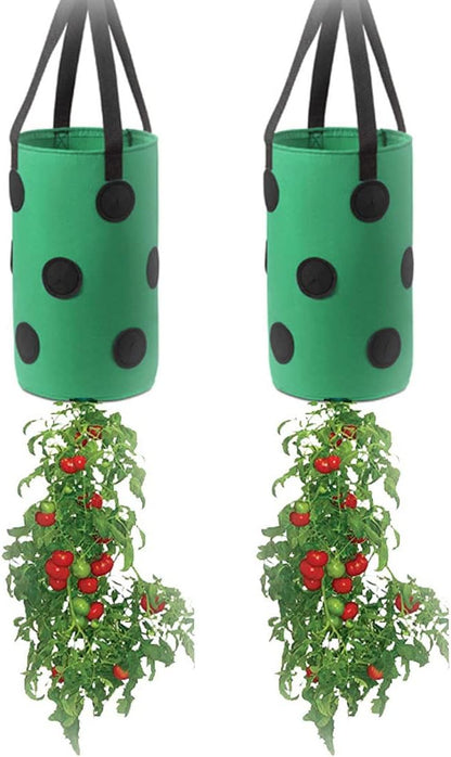Ulalaza 2 PCS 13 Hole Strawberry Bags with Holes at The Bottom Hanging Planting Bags Hanging Strawberry Planting Bags 3 gallons 20cm*35cm/7.8inch*13.7inch
