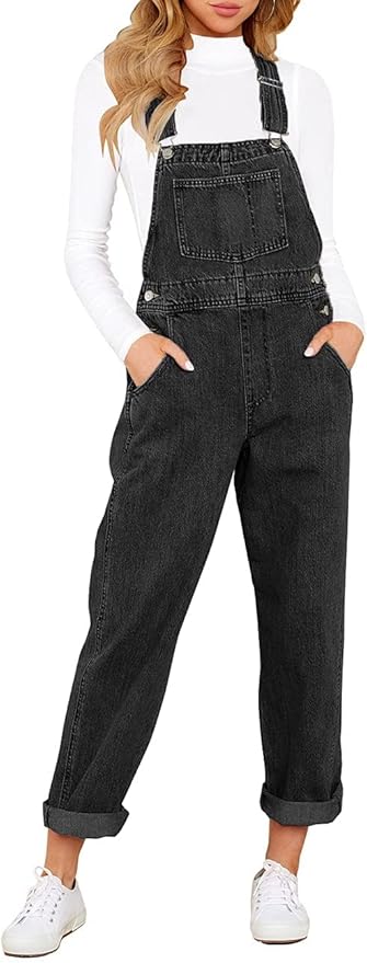 Vetinee Womens Classic Adjustable Straps Pockets Denim Bib Overalls Jeans Pants