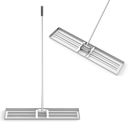 46" x 10" Lawn Leveling Rake, Heavy Duty Landscape Rake with 67" Handle, Non-Slip Grip & Flat Head, Space-Saving Lawn Level Tool for Garden, Backyard, Golf Course & Sports Field(Silver)