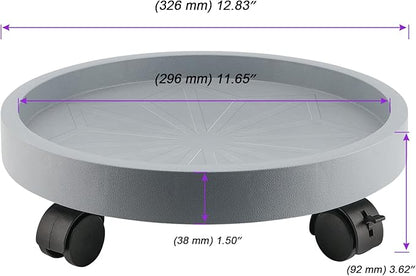JOIKIT 4 Pack 13 Inch Round Plant Caddy with 4 Lockable Wheels, 132 Lbs Capacity Heavy Duty Rolling Plant Stand, Wheeled Planter Saucer Tray Trolley for 11.8 Inch Planter Pot Indoor Outdoor, Grey