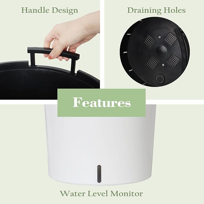 SAROSORA Large Round Self Watering Planter Pot 12.5'' for Home Garden Patio Tall Tree