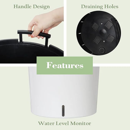 SAROSORA Large Round Self Watering Planter Pot 12.5'' for Home Garden Patio Tall Tree