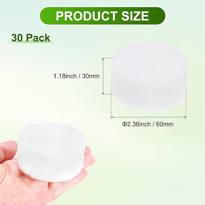 30-Pack Hydroponics Sponges, 2.36 Inch Growing Media Cylindrical Sponges for Planting Gardening Tool/Grow Seedlings/Home Vegetable Flower, Soilless Cultivation Seedling [White]