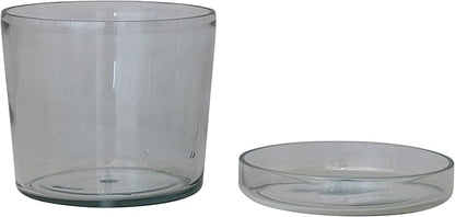 Creative Co-Op Round Hand-Blown Glass Planter with Drainage Hole and Saucer, Clear