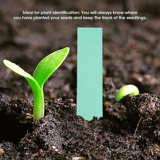 100Pcs Plant Labels Reusable Plastic PVC Stakes Tags Nursery Garden Pot Marker for Plants Indentification (4 x 0.8Inch Green)