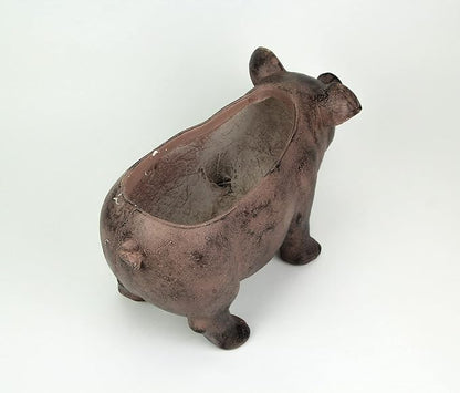 Zeckos Rustic Brown Smiling Pig Resin Decorative Planter - 17 Inches Long - Great for Flowers and Succulents - Perfect for Both Indoor and Outdoor Decor Settings