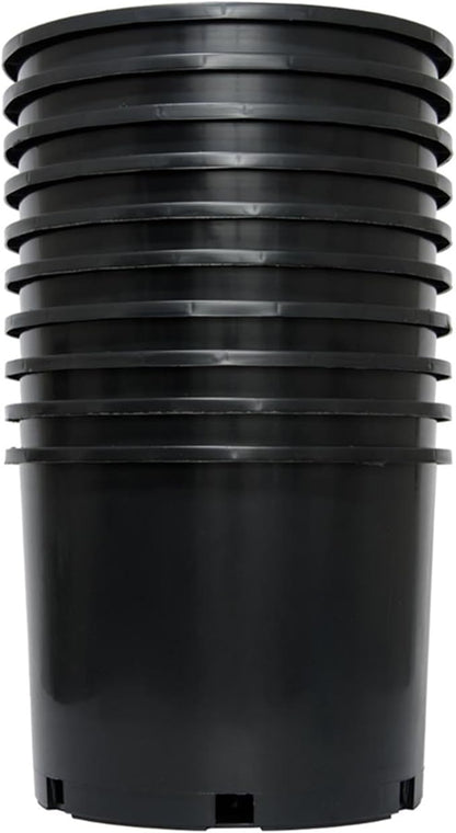 HGPK5PHD Round Circle 5 Gallon Wide Rim Durable Injection Molded Plastic Garden Plant Nursery Pot for Indoor or Outdoor (Set of 10)