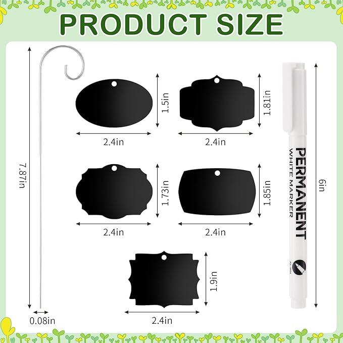 Youyole 50 Pack Acrylic Plant Labels Outdoor Black Garden Markers with Pen Weatherproof Plant Tags for Seedlings Herbs Flowers Vegetable Greenhouse Gifts
