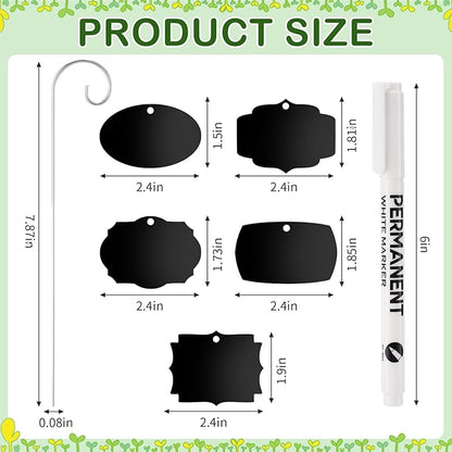 Youyole 50 Pack Acrylic Plant Labels Outdoor Black Garden Markers with Pen Weatherproof Plant Tags for Seedlings Herbs Flowers Vegetable Greenhouse Gifts
