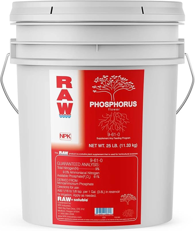 RAW Phosphorus 25lb - High-Performance Plant Booster for Flowering and Root Development - Indoor, Outdoor, Hydroponic Use