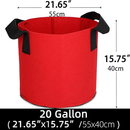 Grow Bags,Growing Pot Bags Garden Grow Bag Indoor Outdoor Fabric Aeration Plant Pot Container Flower Vegetable Pouch (Red,20Gallon)
