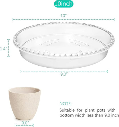 6 Pack Clear Plant Saucer 10 inch, Durable Plastic Plant Trays for Indoor, Round Flower Plant Pot Saucer, Sturdy Plant Water Catcher Tray