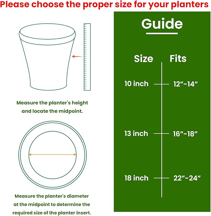 2-Pack Round Planter Insert - Plant Pot Insert with Drainage Holes, Use Less Potting Soil, Planter Accessories for Indoor & Outdoor Use (18 inch)