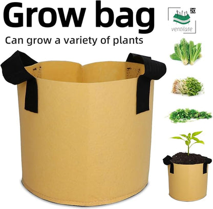Grow Bags,Growing Pot Bags Garden Grow Bag Indoor Outdoor Fabric Aeration Plant Pot Container Flower Vegetable Pouch (Khaki,20Gallon)