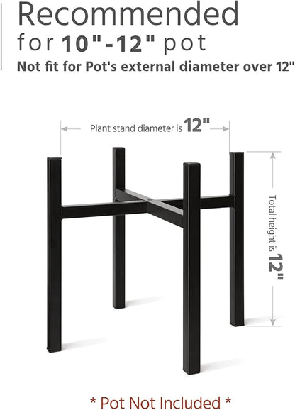 Mkono Mid Century Modern Tall Metal Indoor Plant Stand - Fits Up to 12 Inch Planter, Black