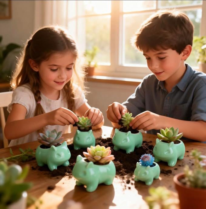 3 Pack Succulent Plant Pots, Ceramic Planters Mini Cute Animal Planters for Potted Plants Cactus Flowers Home Decor Crafts Gifts