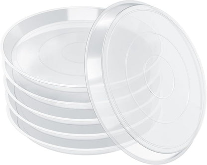6 Pack Clear Plant Saucer 4 Inch, Durable Plant Drip Trays Saucers for Pots, No Holes Water Catcher Trays for Indoor Outdoor Planter, Sturdy Base Plate(4", Clear)