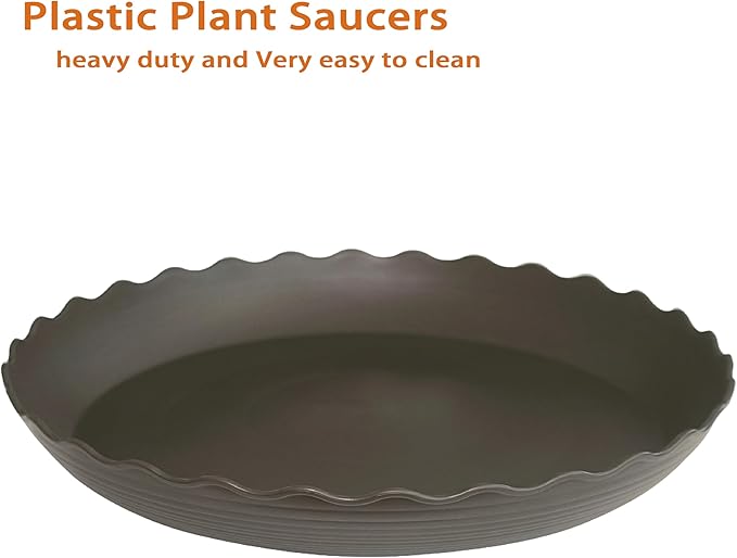 2 Pack of 16 inch Plant Saucer Plant Tray, Plastic Plant Saucer, Heavy Duty Plant Tray for Pots, Plant Saucers for Indoors Planter, Garden Water Plate Bowls for Gallon Grow Bags (Brown)