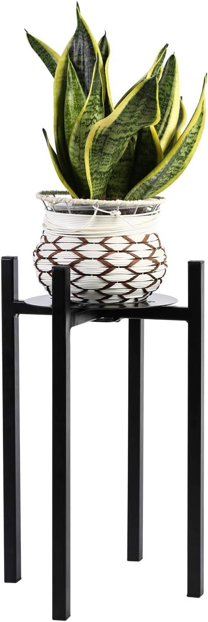 Sunnyglade Plant Stand Metal Potted Plant Holder Sturdy, Galvanized Steel Pot Stand with Stylish Mid-Century Design, Medium for Indoor, Outdoor House, Garden & Patio (15" High)