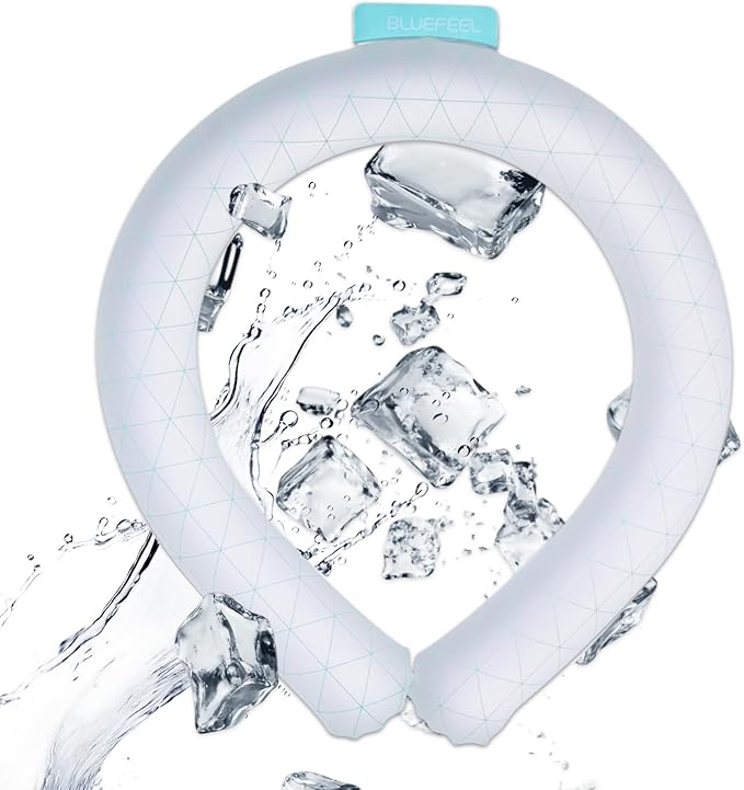 BLUEFEEL Neck Cooler Ice Ring | Wearable Cooling Tube Neck Wrap with Gel Ice Pack | Personal Air Conditioner for Heat Relief, Outdoor Activities, Hot Summer - Instant Freeze Below 64°F (Grid)