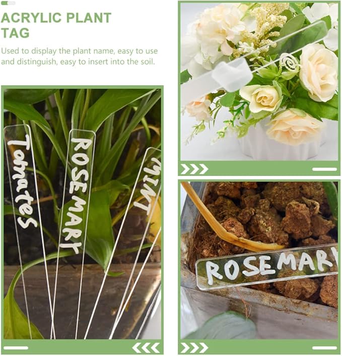 Garneck 4sets Acrylic Plant Label Tags Garden Plant Markers DIY Blank Name Tags Markers Waterproof Garden Label for Identification 24pcs*4