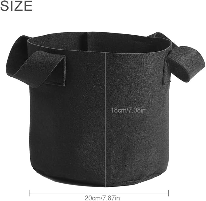 Black Felt Plants Growing Bag, Plant Grow Bags Garden Bag to Grow Vegetables, Vegetable Potato Planter Containers Flower Aeration Planting Pot Container for Planting Potatoes (2 Gallon (18 x 20cm))