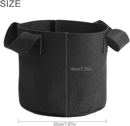 Black Felt Plants Growing Bag, Plant Grow Bags Garden Bag to Grow Vegetables, Vegetable Potato Planter Containers Flower Aeration Planting Pot Container for Planting Potatoes (2 Gallon (18 x 20cm))
