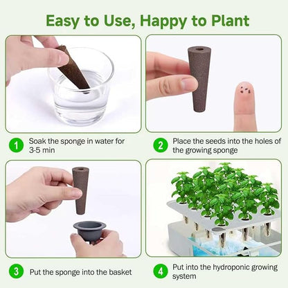 60 Pack Pods Replacement, Hydroponic Grow Sponges Rapid Rooting Seed Starter Sponges Compatible with Aerogarden,IDOO, Models & Indoor Hydroponic Systems