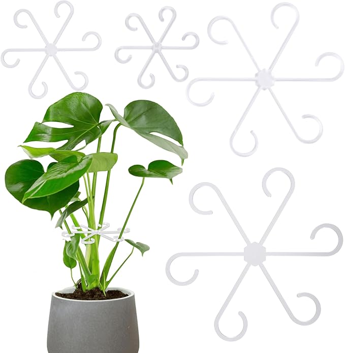 8PCS Climbing Plant Stem Support, 4 Sizes Plastic Houseplant Stem Holders, Reusable Flower Trellis Stem Stakes for Garden, Plant Growth Care Accessories Indoor, Outdoor - Clear
